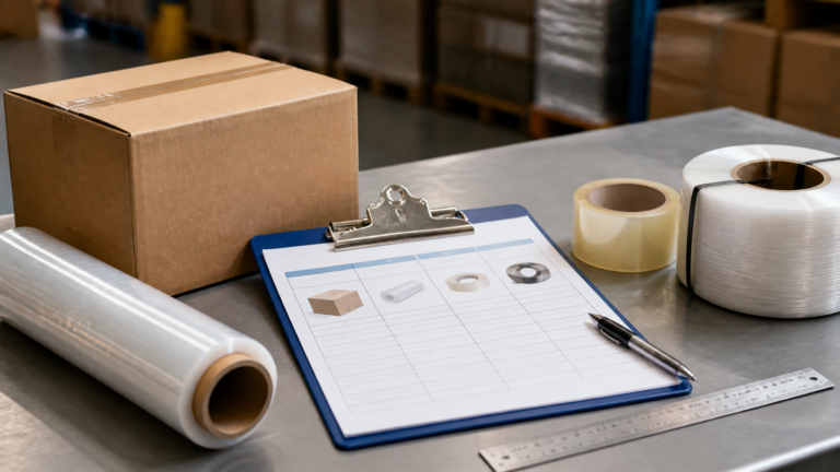 Packaging materials arranged for a B2B specification review